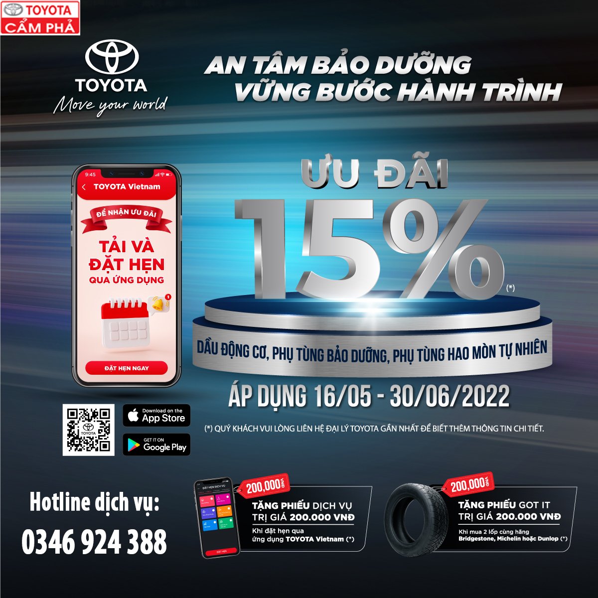 TOYOTA CẨM PHẢ TRIỂN KHAI CHƯƠNG TRÌNH ƯU ĐÃI “AN TÂM BẢO DƯỠNG – VỮNG BƯỚC HÀNH TRÌNH”